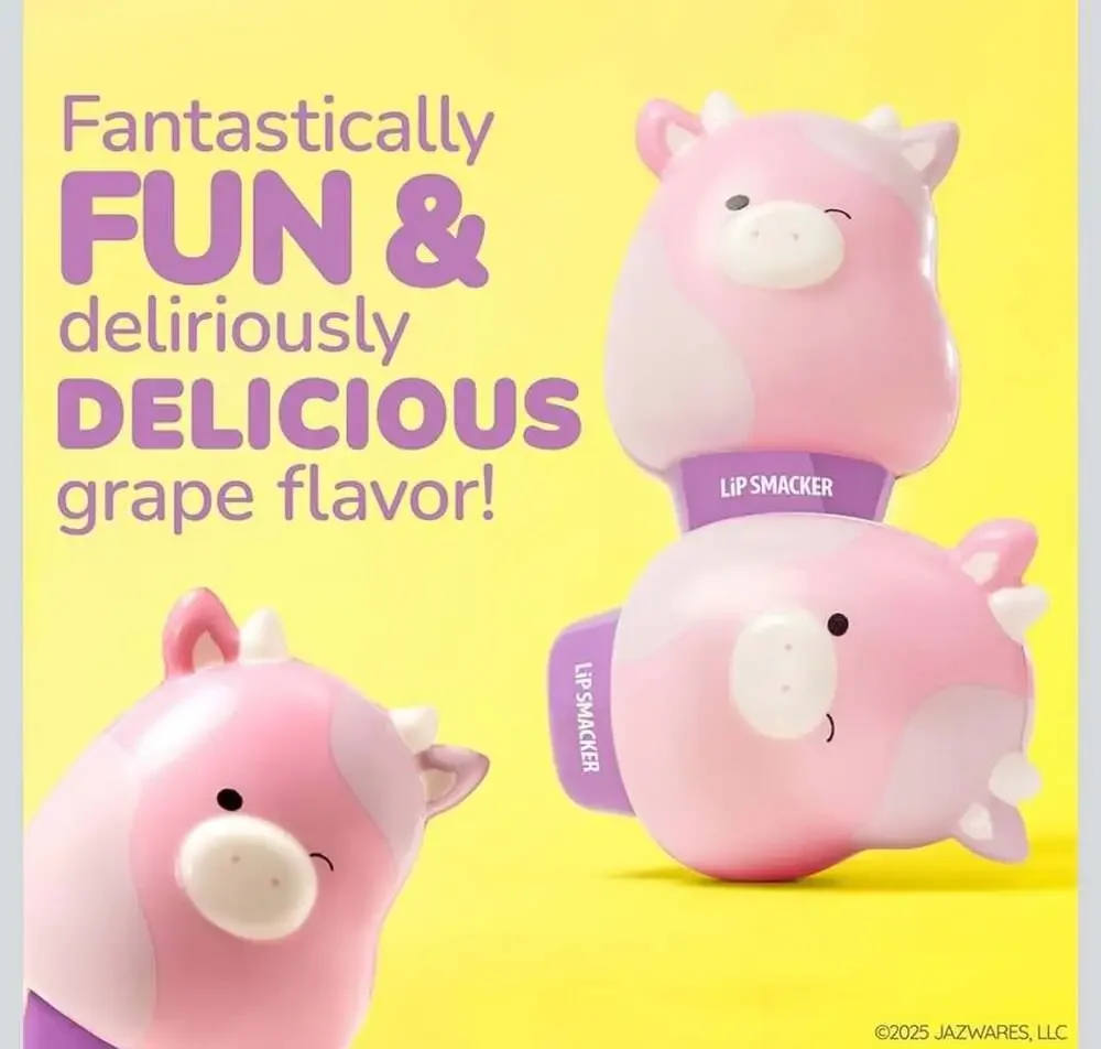 Lip Smacker Squishmallows Patty‎ the Cow Grape Flavor Lip Balm, 0.26 oz